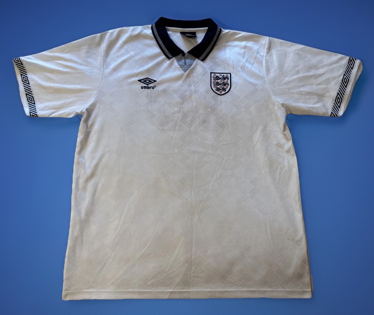England 1990 Italia 90 Umbro Home Shirt Gascoigne Gazza #19 Re