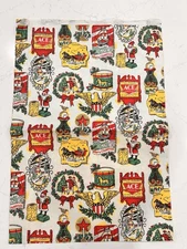 VTG ACE HARDWARE CHRISTMAS SHOPPING BAG WRAPPING PAPER AMERICAN COLONIAL MOTIFS