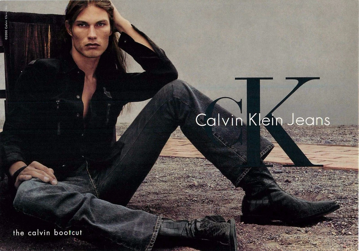 Calvin Klein Bootcut Jeans Man in Cowboy Boots Advertisement