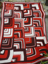 Patchwork de Laine Vintage dessus de lit motifs POP 70's Déco Design 296X210 bon