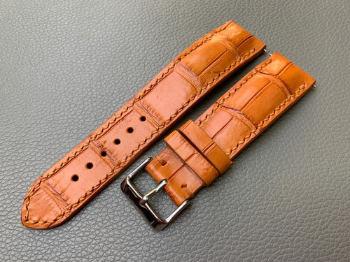 Orange Genuine Real Leather Skin Watch Strap Band 10 11...20 21 22 23 24 26mm - Picture 4 of 13
