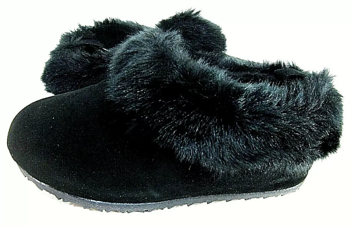 Bearpaw Womens Liliana Casual Slippers Black Cow Suede US Size 5 M
