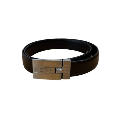 Vintage Gianni Versace Belt Brown Leather Medusa Buckle Made in