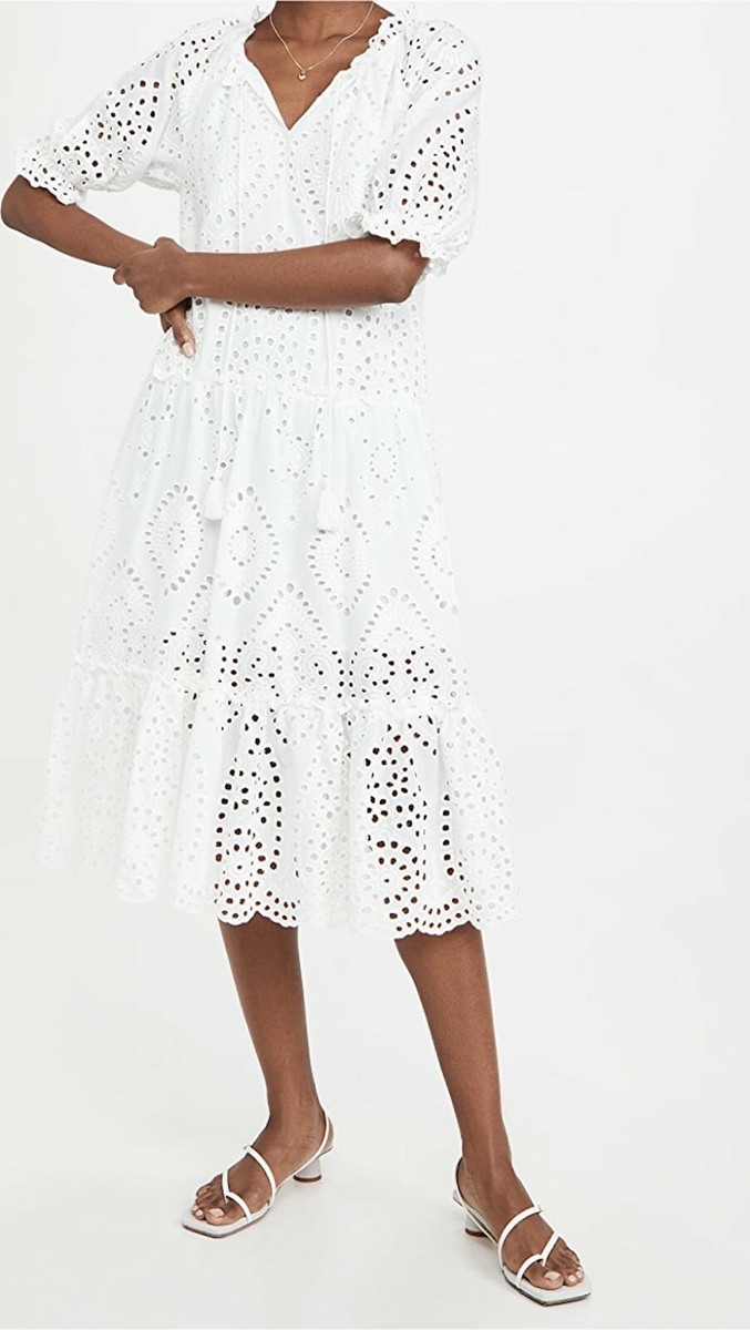 OPT One Pretty Time Sundays Eyelet Cotton White Dress Size