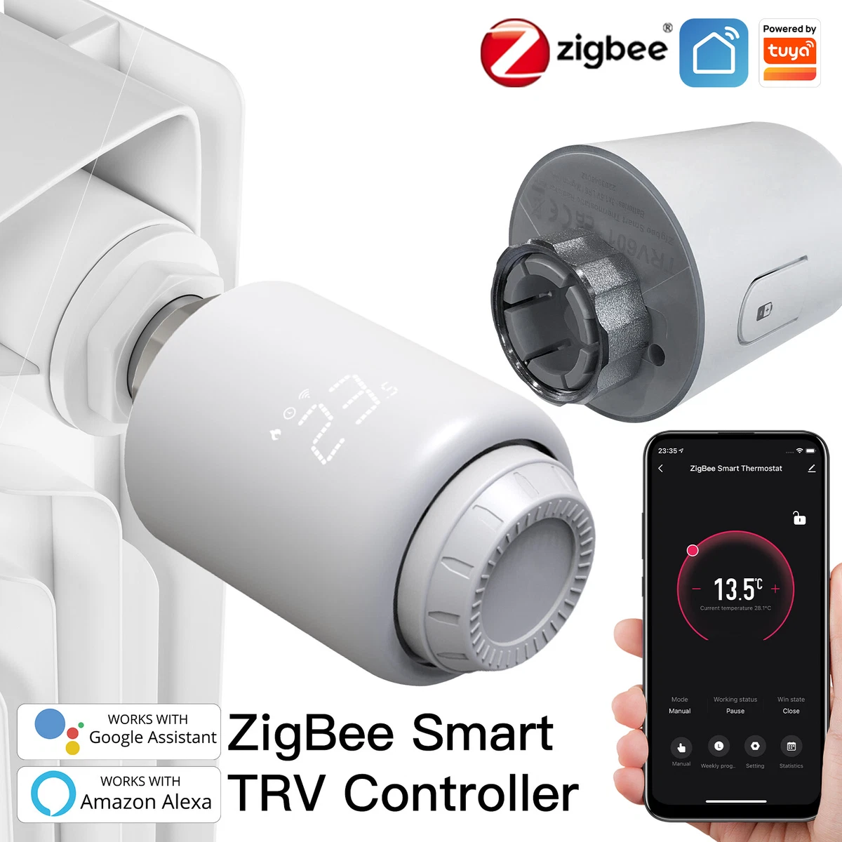Tuya ZigBee Smart Thermostat Radiator Valve Programmable TRV For Alexa  Google | eBay