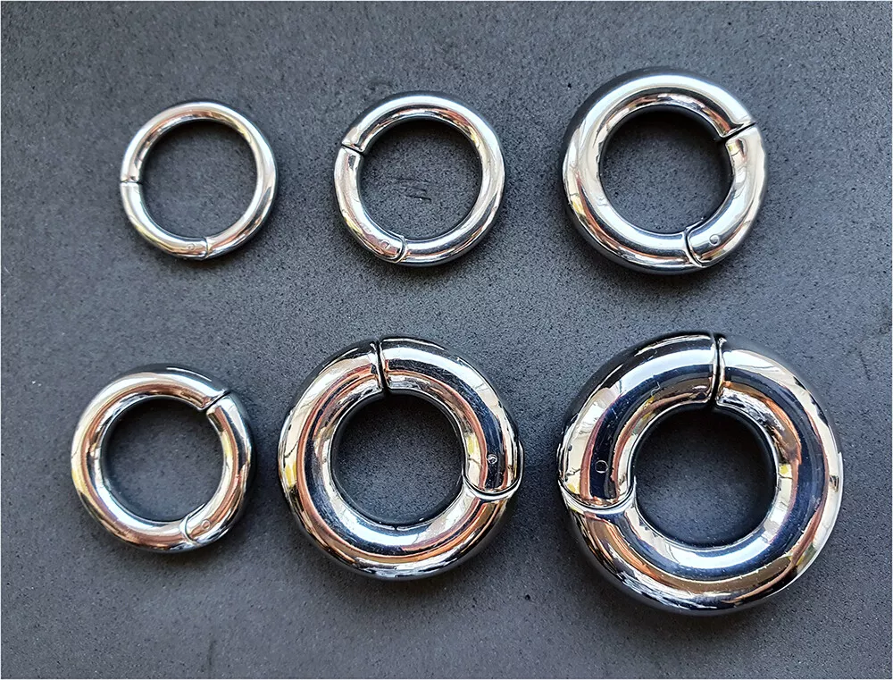 STEEL CLICKER HINGED SEGMENT RINGS LARGE GAUGE SEPTUM EAR NIPPLE 1.6MM 10MM