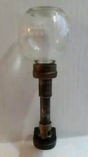 VINTAGE ADVERTISING VACUUM OIL CO. DRIP OILER BRASS EMBOSSED GLASS STEAM ENGINE 