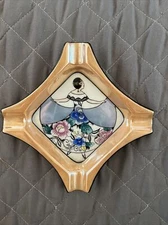Noritake Art Deco Lady Luster Aya Ashtray - Hand painted In Japan