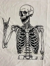 Rock On  Smiling Skull Skeleton  Gothic T-Shirt Adult Sizes HALLOWEEN
