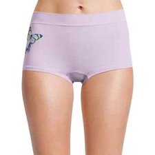 No Boundaries Women's Seamless Boyshort Panties Size LARGE Lavender Butterfly