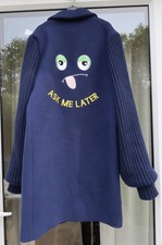 Mira Mikati Rib Knit Sleeve Coat Navy Blue Eur 40 12 Ask Me Later