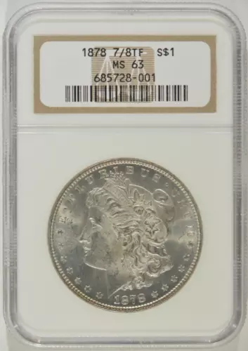 1878 7/8 Tail Feathers Strong Morgan Silver Dollar $1 NGC MS63 7/8 TF 685728-001