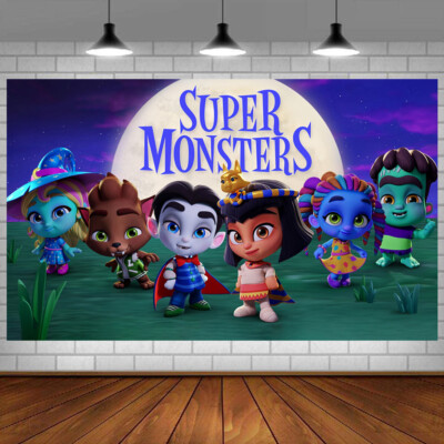 Super Monsters Kinder Geburtstag Partyzubehör Banner Hintergrund 5x3ft