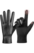 Winter Fashion Leather Gloves for Men, Touchscreen Wool Lined Outdoor Windproof