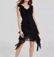 Guess Women's Black Mila Sleeveless Ruffled Dress Size XS