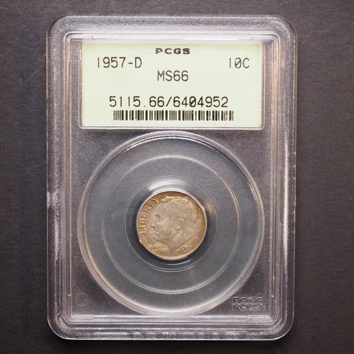1957 **D** ROOSEVELT SILVER DIME **PCGS MS66** FREE SHIP! G1628