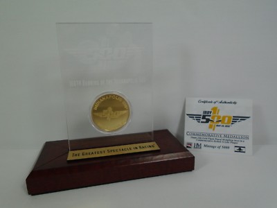 2016 Indianapolis 500 100th Running & IMS Collector Gold Plated Coin In Acrylic