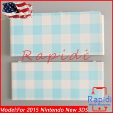 For Nintendo New 3DS Blue  White Quilt A  E Cover Housing Shell Faceplate Case