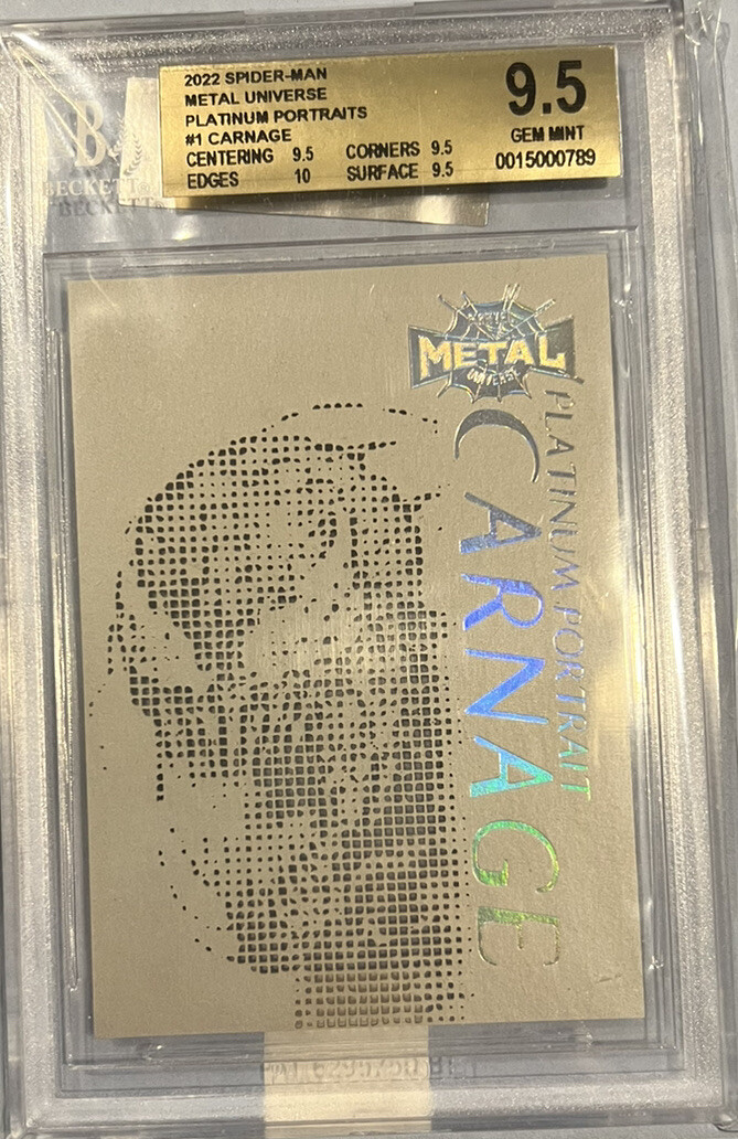 CARNAGE 🔥 2022 Marvel Metal Spider-Man PLATINUM PORTRAITS PP1 BGS 9.5 📈 SICK!!