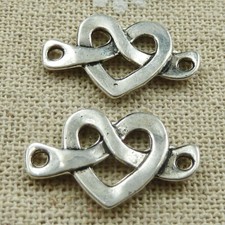 Free Ship 136 pcs tibetan silver heart connectors 23x14mm L-495