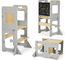 Torre Montessori per Bambini, Pieghevole Learning Tower Con Lavagna, Multifunzio