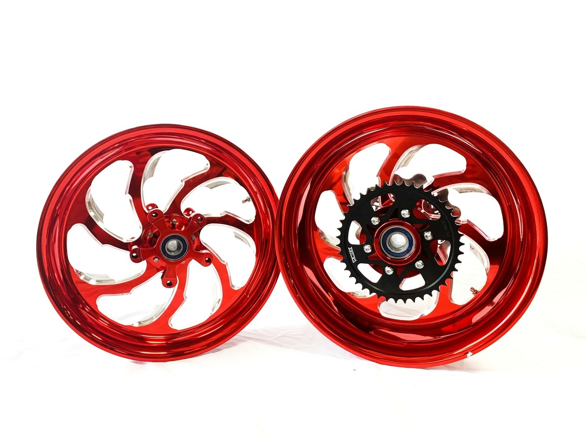 シームレスタイヤ　レッド STOCK SIZE CANDY RED CONTRAST SAMURAI WHEELS 06-11 KAWASAKI NINJA
