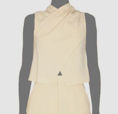 $495 Nanushka Women's Beige Difya Sleeveless Crisscross Crop Top Size XS