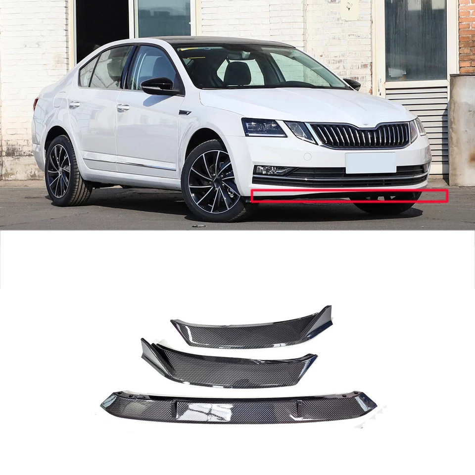 Para 18-20 Skoda Octavia Wagon ABS estilo fibra de carbono para-choque dianteiro spoiler labial - Imagem 4 de 4
