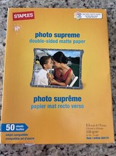 Staples Photo Supreme Paper 8.5  x 11" Double Sided Matte 50 Sheets100 Surfaces