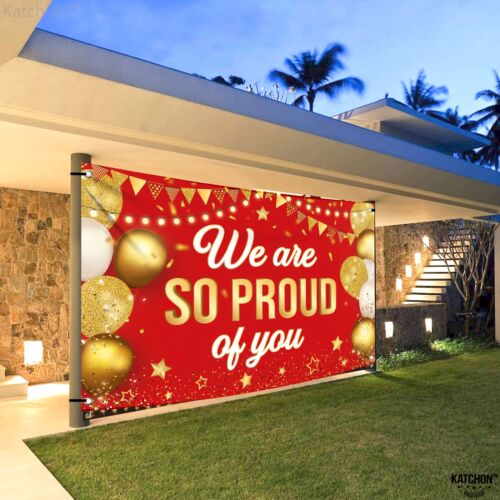 KatchOn Red We are So Proud of You Banner - XtraLarge 72x44 Inch | Graduation... - Picture 9 of 9