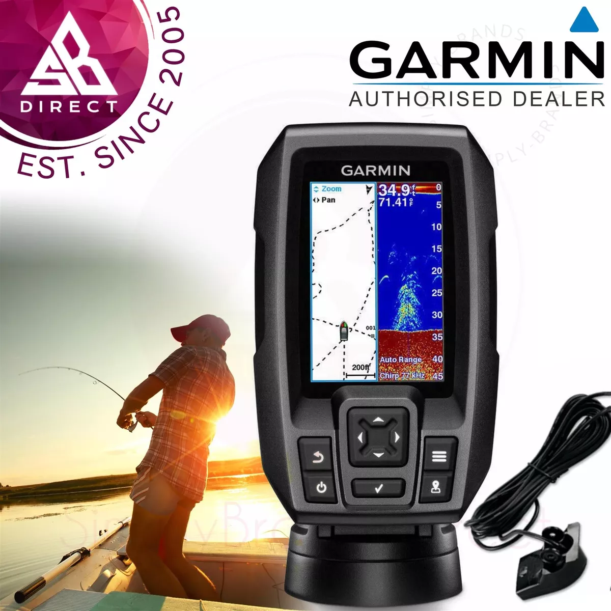 Garmin STRIKER 4│Colour GPS Sonar CHIRP Depth Sounder Fish Finder &  Transducer