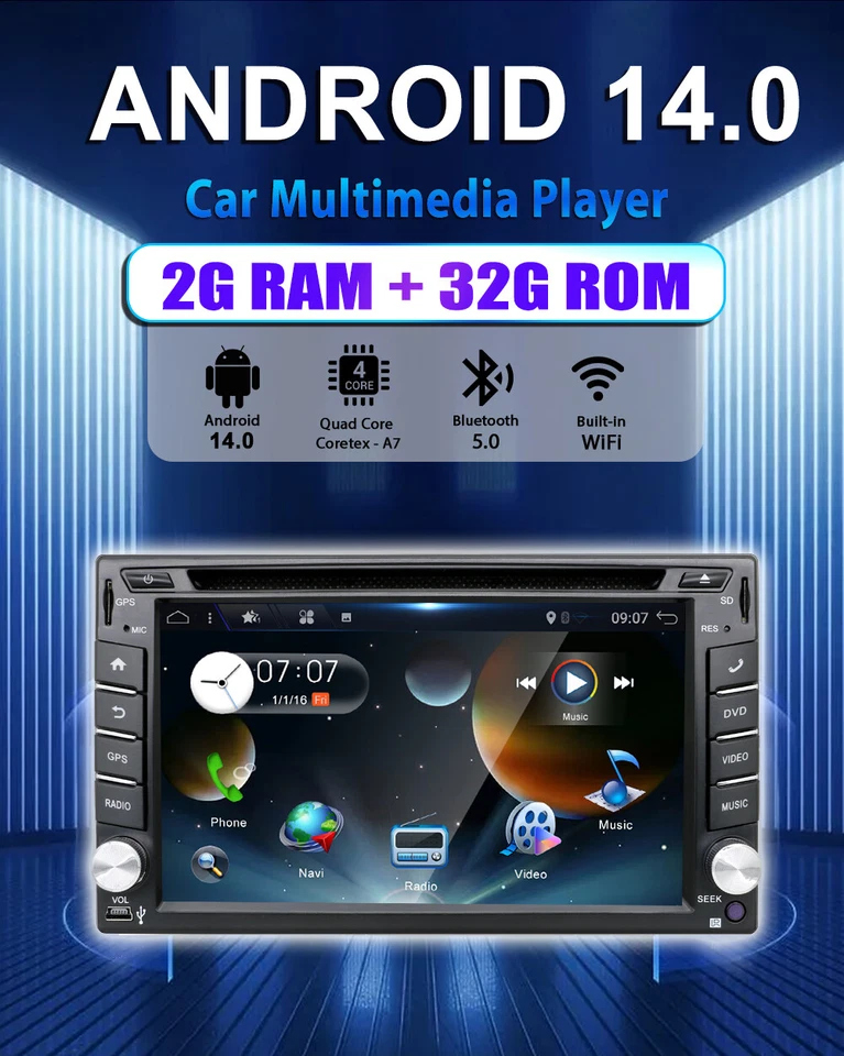 6.2'' DAB+ Autoradio-CD-DVD-Player Wireless CarPlay Android Auto+KAMERA 2GB+32GB - Bild 3 von 4
