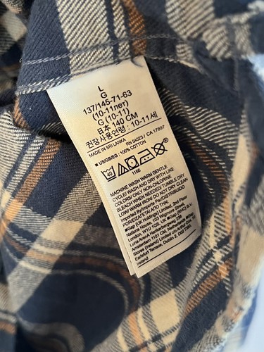 LOT Gap Boys Sweater Long Sleeve Button Down LARGE 10 Blue Plaid Flannel Ivory - Picture 9 of 9