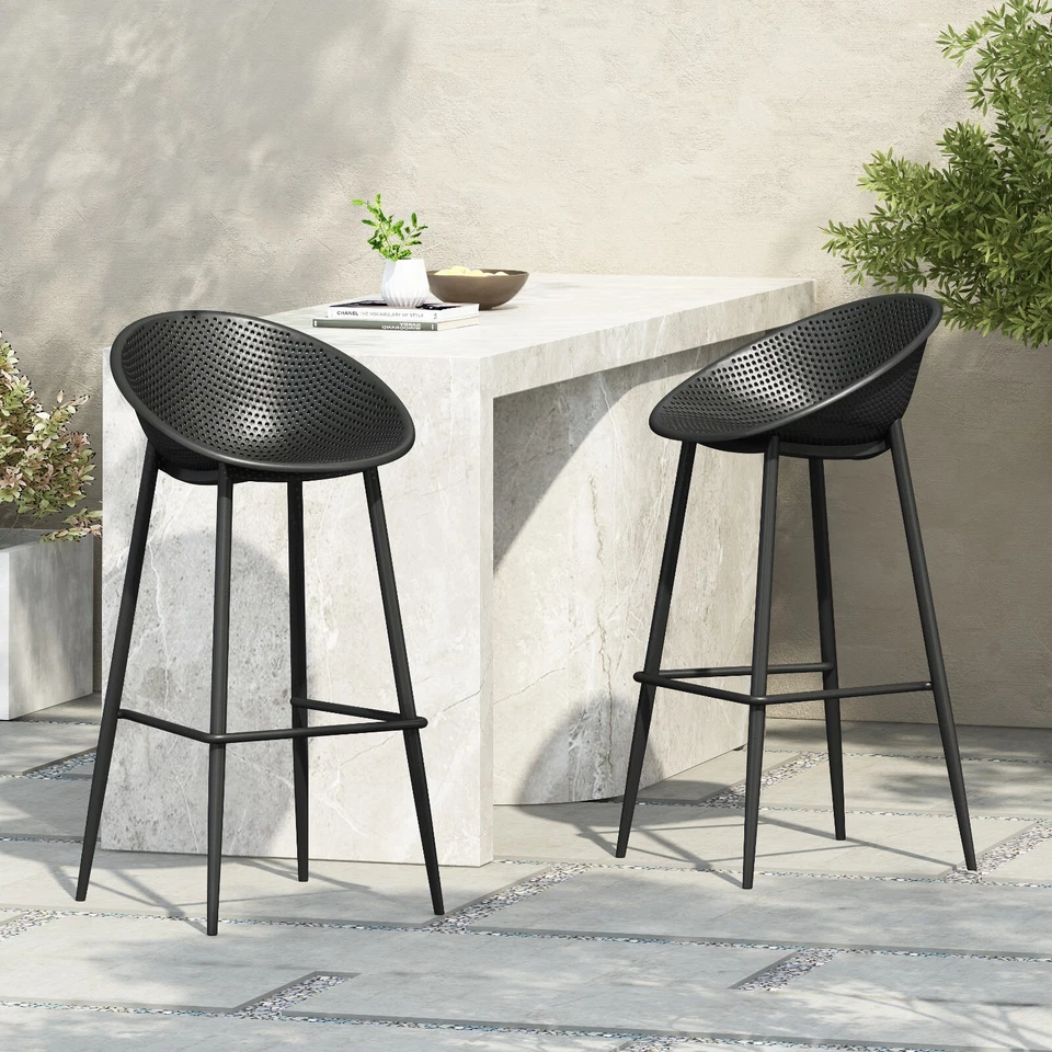 Indoor & Outdoor Polypropelene Plastic Gable Barstool (Set of 2) - Image 2 of 2