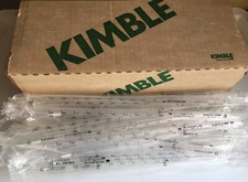 Lot of 50 Kimble Pipette 1 ml x 1/10 Borosilicate Glass Individually Sealed New