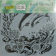 Sea Dolphin Coastal Marine Nautical Ocean Stencil Beach 6x6 Crafters Workshop