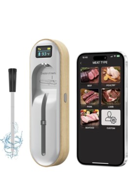 Wireless Meat Thermometer, Smart APP with Digital Instant Read, Alarm, 300ft