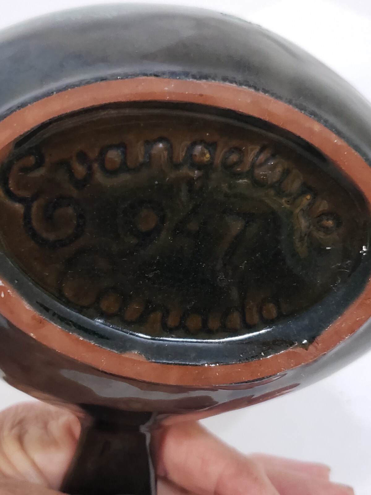 VTG Evangeline Gravy Sauce Boat Teal Color Drip Glaze Pottery 2 Spouts Canada