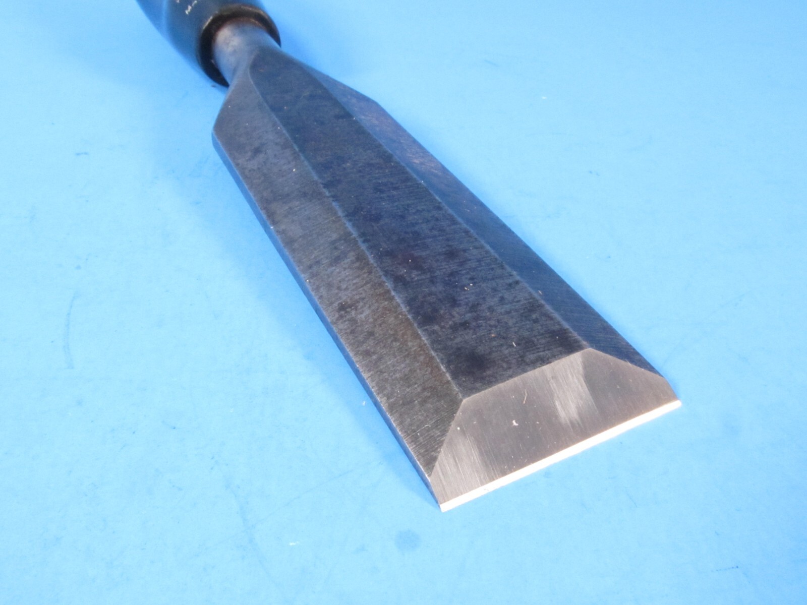 1-1/2" Stanley No 40 everlasting wood chisel w/ black plastic handle & flattened