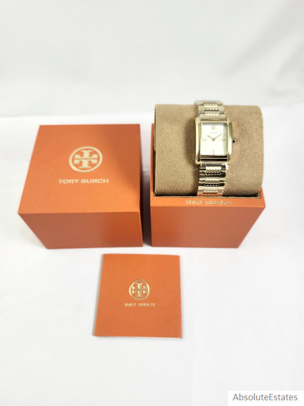 NEW Tory Burch Gold Eleanor Ladies Watch TBW1023 Logo NIB +Box | eBay