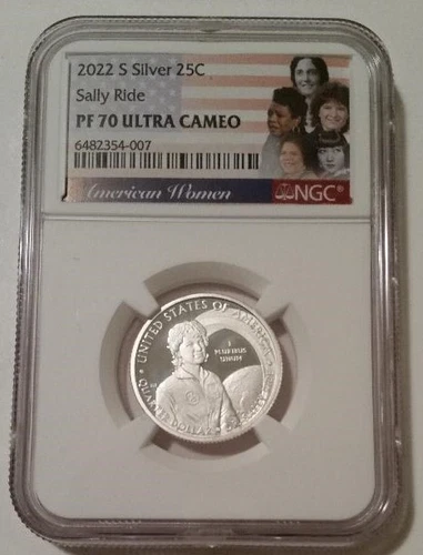 2022 S Silver Sally Ride Quarter Proof PF70 UC NGC Flag Label