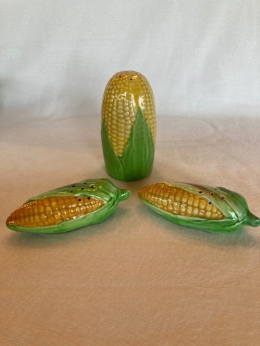 Vintage Majolica Style Embossed Corn Plates 1950s Made In Japan W/ Salt Pepper - Picture 7 of 10