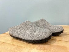 Glerups Slip On Gray Wool Slipper With Black Rubber Bottom - EU Size 36