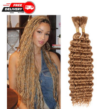 18in Honey Blonde Curly Braiding Hair 27 Deep Wave No Weft 2 Bundles