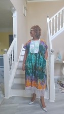 African woman Dye sundress With Embroidered Front. Size 08,10,12,14