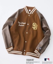 PEANUTS Snoopy x MLB San Diego Padres Brown Varsity Stadium Jacket M Neu
