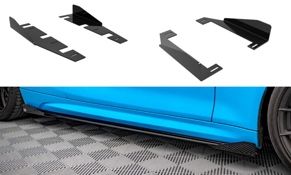Side Flaps BMW M2 F87 Maxton en ABS noir brillant pour diffuseur arrière