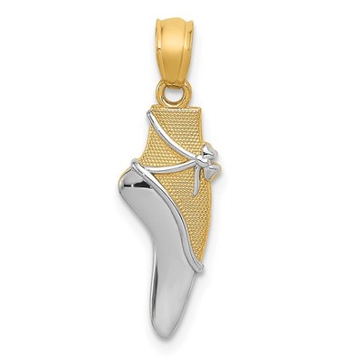14K und weiß Rhodium Ballettschuh Anhänger Halskette Damen