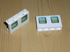 Lego 2 Fenster 4863 weiß Glas transparent blau 4862 1x4x2 Flugzeug  ( A14)