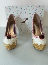 Shoe Bakery Ice Cream Cone Heels Whimsical Statement Handmade 8 1/2 Dessert Shoe